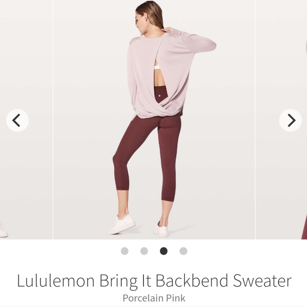 Lululemon Bring it Backbend Sweater in porcelain pink